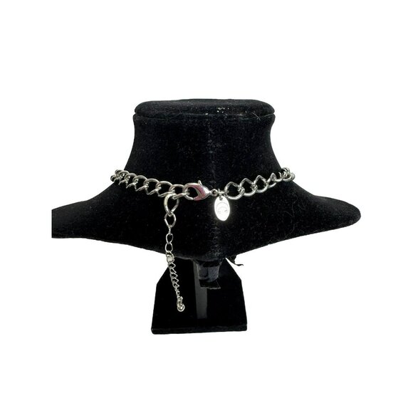 Charter Club Bib Necklace Statement Jewelry Silver Tone Faux Turquoise Stone - Picture 2 of 3